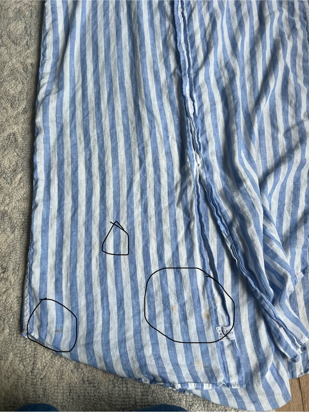 Frank & Eileen Rory Linen Maxi Shirtdress XL Blue White Stripes Casual Beach - Picture 9 of 9
